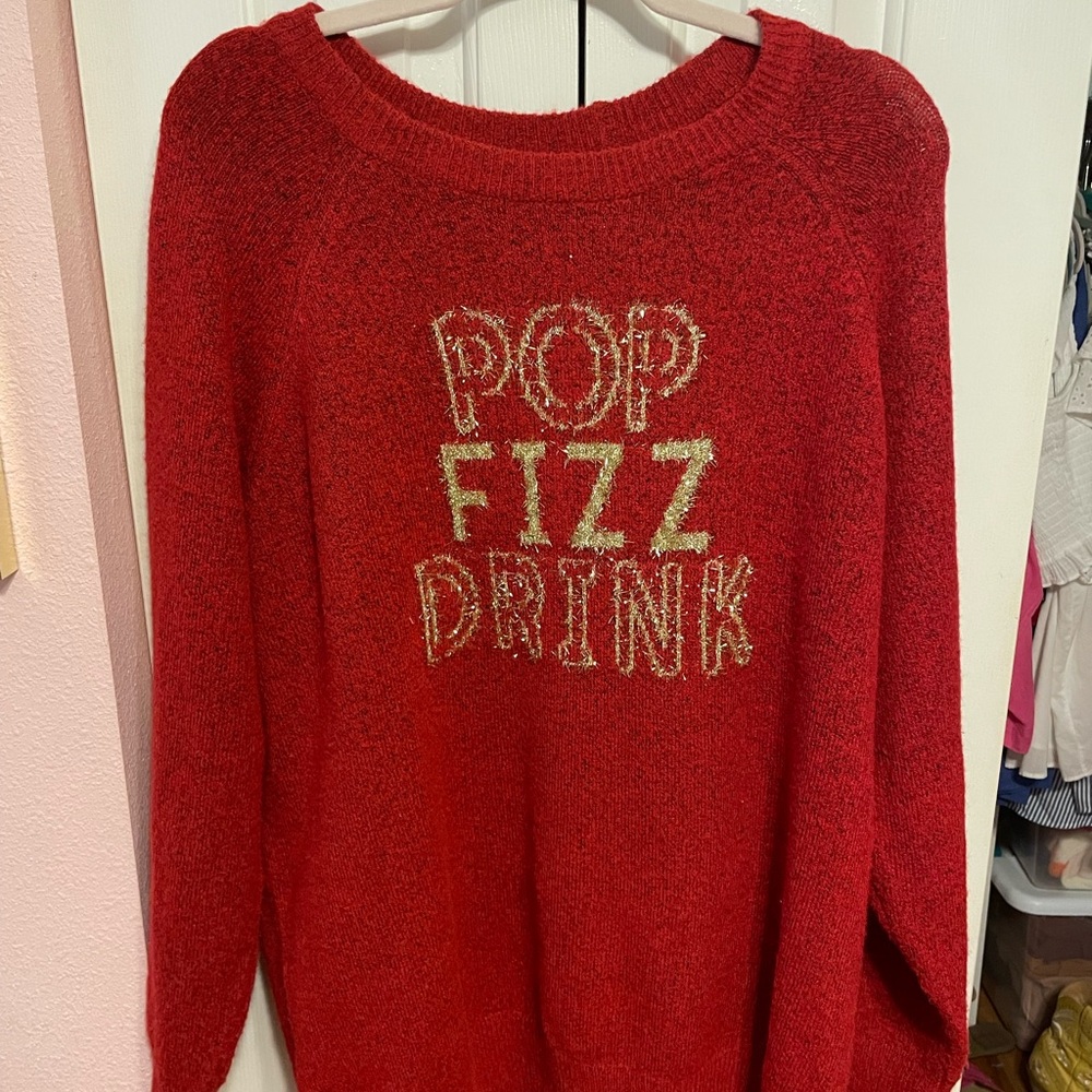 Torrid Holiday Sweater Red Pop Fizz Drink